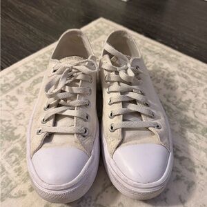 Converse Off-White Canvas Platform Sneakers